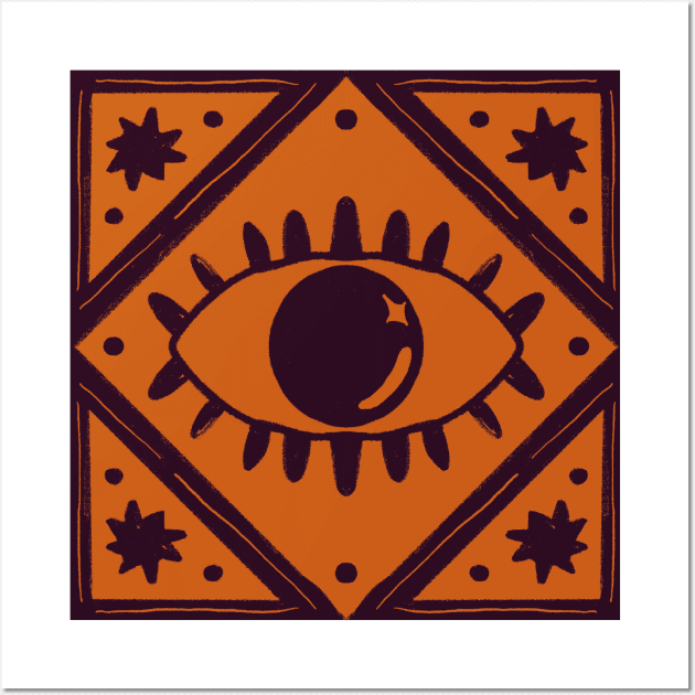 All Seeing Eye | Orange Version Wall Art by ghostieking